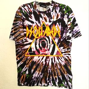 Dsquared2 Tie Dye Jersey Cotton T-Shirt Size S Small Black Multicolor